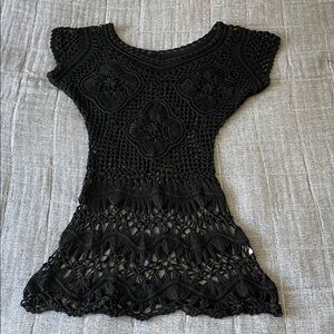 Hot & Delicious Black Crochet Swim Coverup
